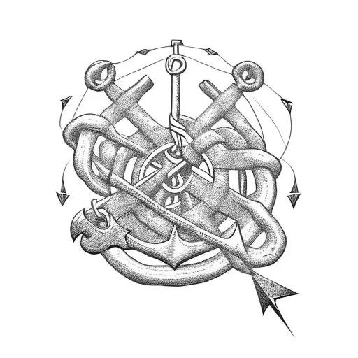ship with anchor chain tattoo design idea