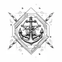 ship with anchor chain tattoo design idea