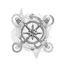 ship with anchor chain tattoo design idea
