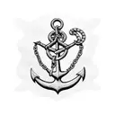 ship with anchor chain tattoo design idea