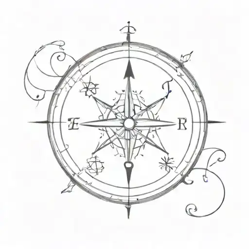 a compass in the center on one side the sign of Gemini on the other the sign of Libra and in the center the phrase forever together tattoo design idea