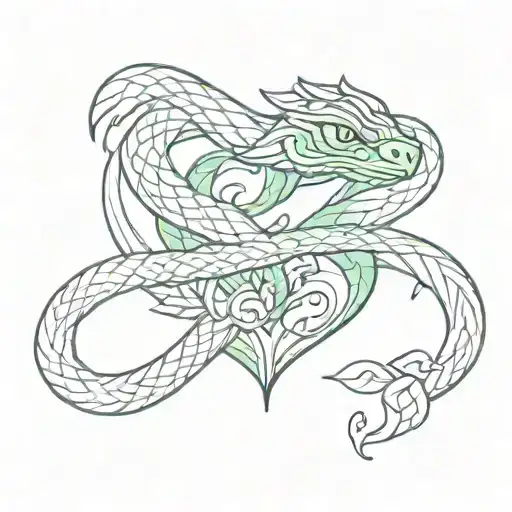 green snake fire black heart tattoo design idea