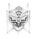 Mask, enveloping mist, symbols, runes, signs, magic, mysteries, spirituality. tattoo design idea