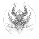 Mask, enveloping mist, symbols, runes, signs, magic, mysteries, spirituality. tattoo design idea