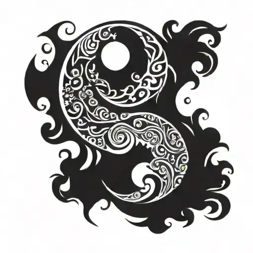 sun and moon ying yang tattoo design idea