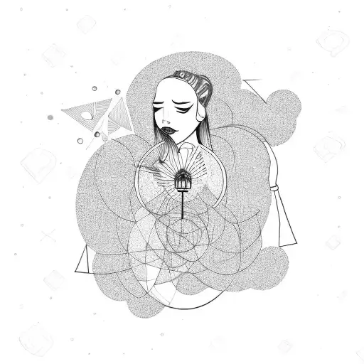 woman blowing wind tattoo design idea