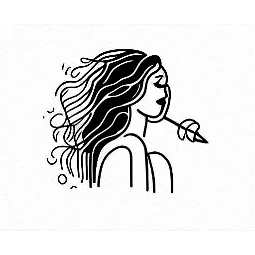 woman blowing wind tattoo design idea