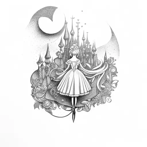 fairy and alice in winderland tattoo design idea