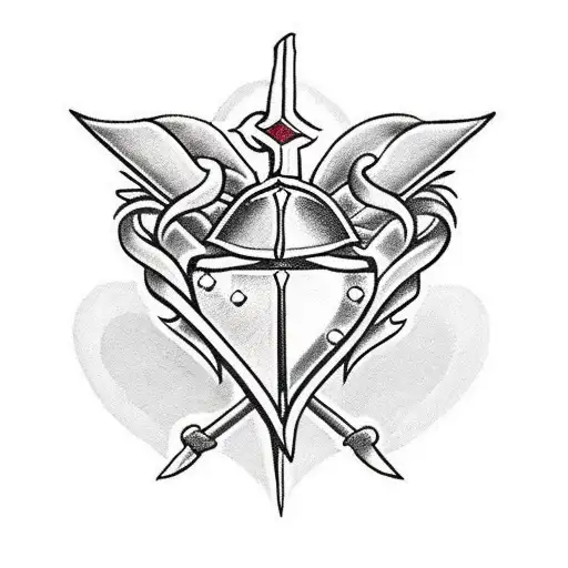 a dagger piercing three hearts tattoo design idea