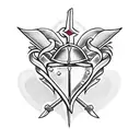 a dagger piercing three hearts tattoo design idea