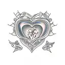 a dagger piercing three hearts tattoo design idea