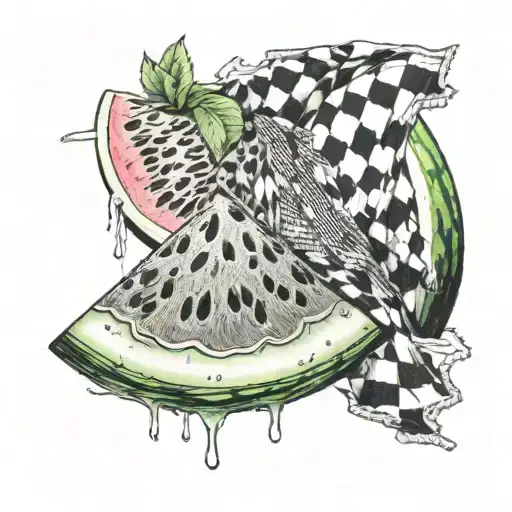 watermelon slice and keffiyeh tattoo design idea