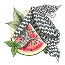 watermelon slice and keffiyeh tattoo design idea