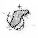 Spain map compus tattoo design idea