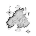Spain map compus tattoo design idea