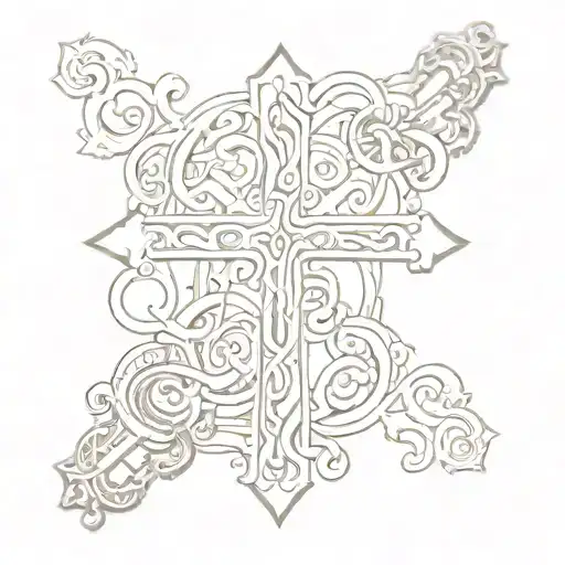 cross and words Dona tattoo design idea