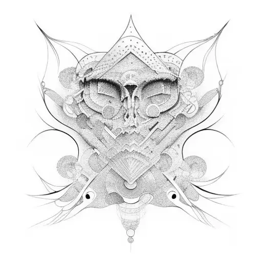 psychedelic music score with fractals tattoo design idea
