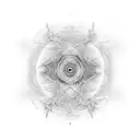 psychedelic music score with fractals tattoo design idea