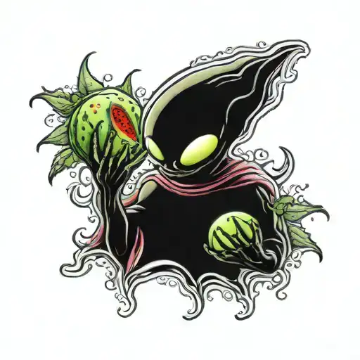 Alien holding water melon smoke weed tattoo design idea