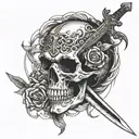 gothic skull sword going through it  tattoo design idea