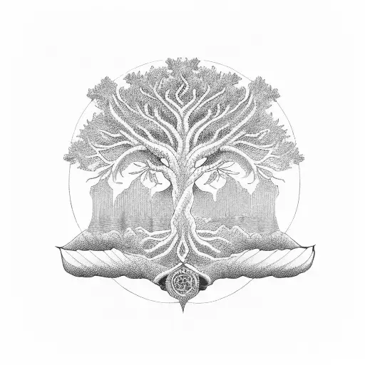 tree of life caduceus. tattoo design idea