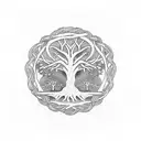 tree of life intertwined with a caduceus. tattoo design idea