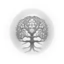 tree of life intertwined with a caduceus. tattoo design idea