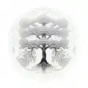 tree of life intertwined with a caduceus. tattoo design idea