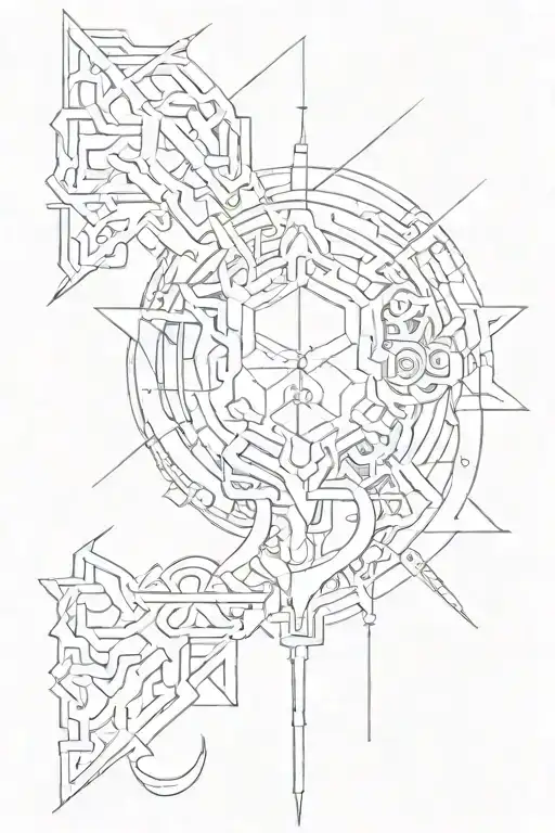 Cyber Sigilism tattoo design idea