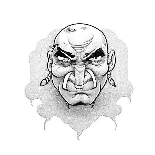 cartoon head who looks angry and has his fists up  tattoo design idea