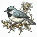titmouse bird on a branch   tattoo design idea