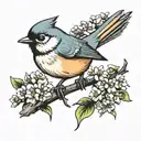 titmouse bird on a branch   tattoo design idea