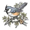 titmouse bird on a branch   tattoo design idea