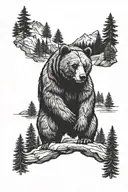 bear and forest tattoo design idea