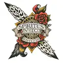 the words spiritus invictus text tattoo design idea