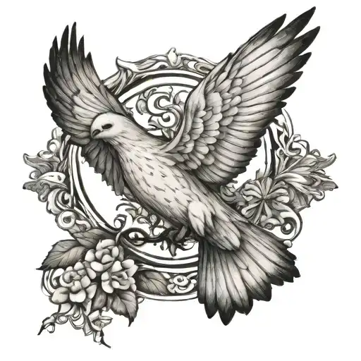 biblical dove flying tattoo design idea
