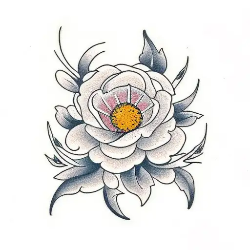 Traditional Hawthorn Flower Tattoo