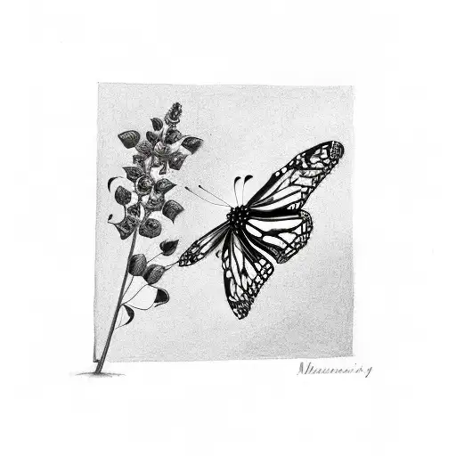monarch butterfly and cardinal tattoo design idea