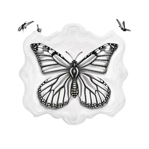 monarch butterfly and cardinal tattoo design idea