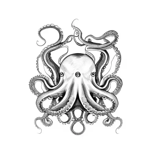 octopus fighting albatross tattoo design idea