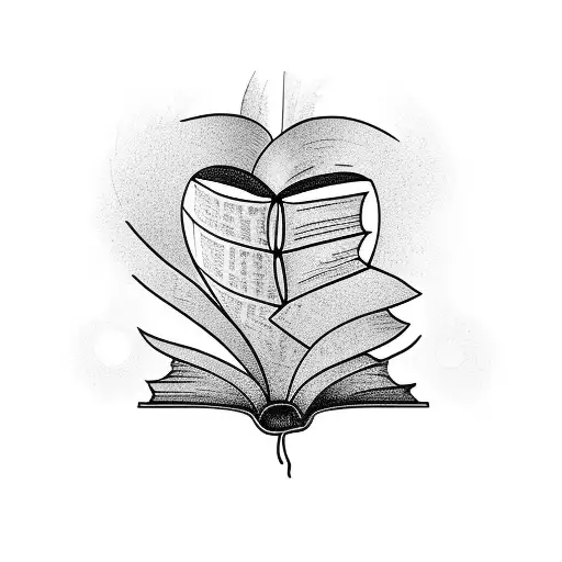 Bookworm curled up inside an open book tattoo design idea