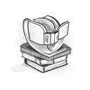 Bookworm curled up inside an open book tattoo design idea