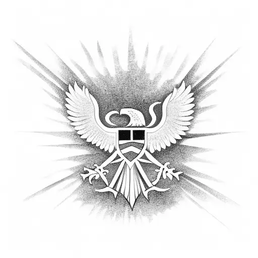 outline of Albanian flag eagle filled with a minimalist Albanian beach scene tattoo design idea