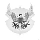 outline of Albanian flag eagle filled with a minimalist Albanian beach scene tattoo design idea