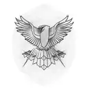 outline of Albanian flag eagle filled with a minimalist Albanian beach scene tattoo design idea