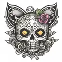 goth skull hello kitty tattoo design idea