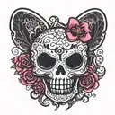 goth skull hello kitty tattoo design idea