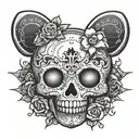 goth skull hello kitty tattoo design idea