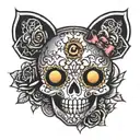 goth skull hello kitty tattoo design idea
