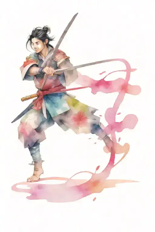 math and samurai warrior tattoo design idea